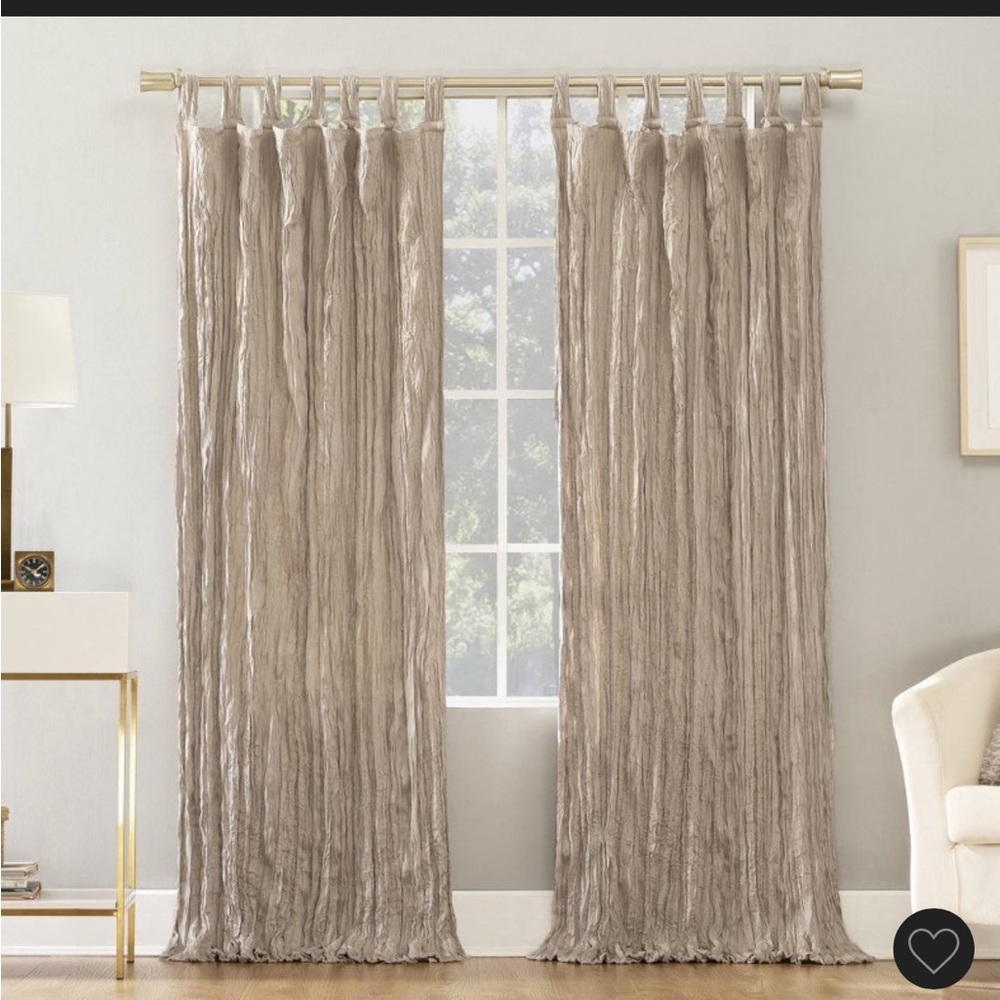 FOUR SETS - Beige Velvety Curtains from Target. 95 inches long. Puddle look.